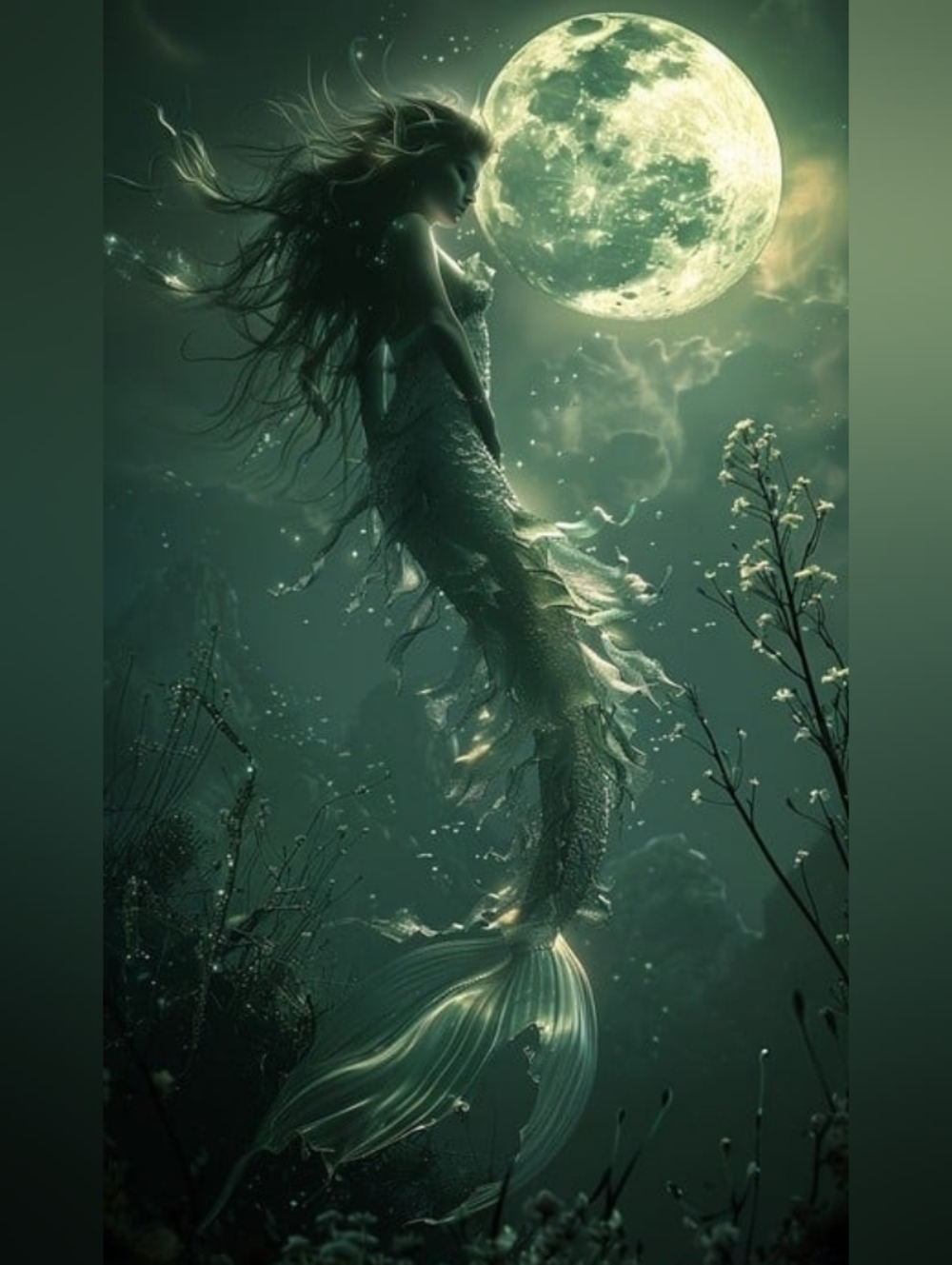 Large Custom Fridge Magnet Green Mermaid Home Kitchen Decor
